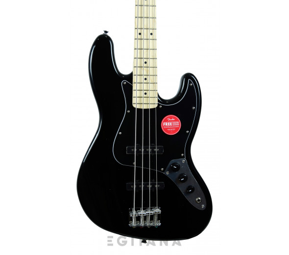 Fender Squier Affinity Jazz Bass Black Maple Fingerboard - Zurdo / Diestro: Diestro, Forma del cuerpo: Serie Affinity Jazz, Material del cuerpo: álamo, Acabado del cuerpo: Poliuretano brillante, De color negro, Material del mástil: arce, 