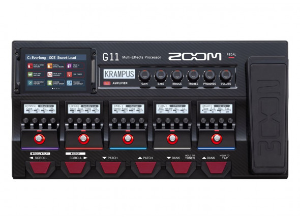 Zoom G 11 Guitar Multi Effect  - Pedalera completa con un panel de modulación de amplificador dedicado, cinco interruptores de pedal y pedal de expresión/volumen, Interfaz de pantalla táctil con LCD a color y funciones de arrastra...