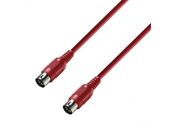 Adam hall K3 MIDI 0075 RED - Longitud 0,75 m, Color rojo, Diámetro del cable 5 mm, Sección transversal del conductor central 0,11 mm², Conector 1DIN de 5 pines, Conector 1 sexo macho, 
