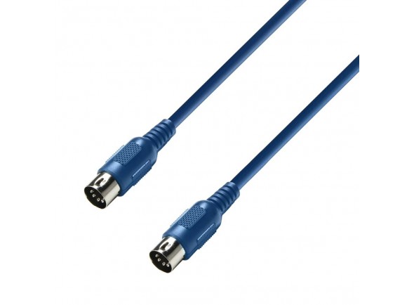 Adam hall K3 MIDI 0600 BLU - Longitud 6 m, Color azul, Diámetro del cable 5 mm, Sección transversal del conductor central 0,11 mm², Conector 1DIN de 5 pines, Conector 1 sexo macho, 