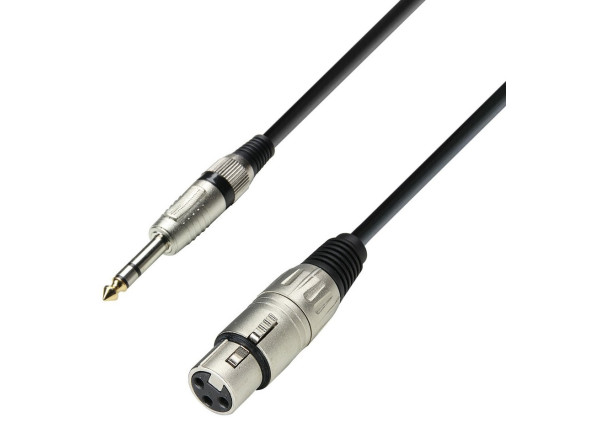 Adam hall K3BFV0300 3m  B-Stock - Cable de micrófono XLR hembra/conector estéreo de 6,3 mm, Longitud: 3m, Diámetro del cable: 6 mm, Contactos del conector 1 : Níquel-plata, Contactos del conector 2 : Níquel-plata/oro (punta), 