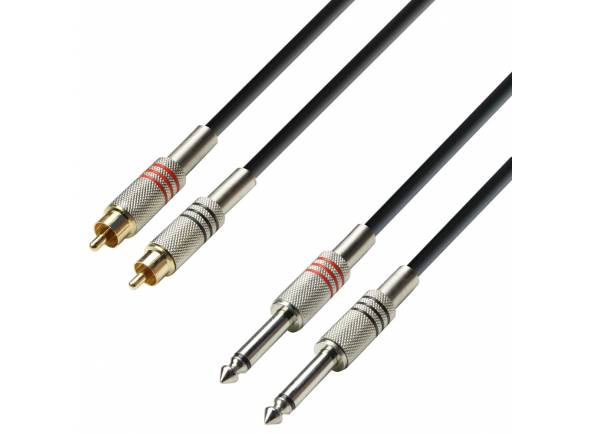 Adam hall K3TPC0300 - Cable Audio 2 Machos RCA a 2 Jacks 6.3mm mono 3 metros, 