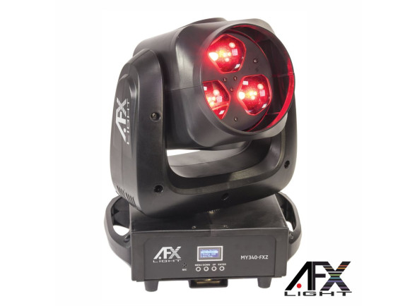 Afx Light   Moving Head 3 LEDS 40W RGBW DMX ZOOM MY340-FXZ - Proyector de cabeza móvil 3x 40W, 3 LED RGBW, 10/17 canales DMX, Movimiento PAN de 540º y rotación TILT de 190º, Voltaje de funcionamiento: 100-240V~50/60Hz, Pantalla OLED, Zoom 4-60º, Color: Negro...