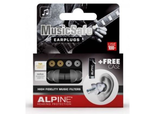 Alpine Musicsafe Classic - Alpine Musicsafe Classic Ears Buffer., Material: filtro de plata: 125 Hz - 14.8 dB a 8000 Hz - 18.9 dB; Filtro dorado: 125 Hz - 18.8 dB a 8000 Hz - 22 dB., 2x pares de filtros, 1x caja de envío, 
