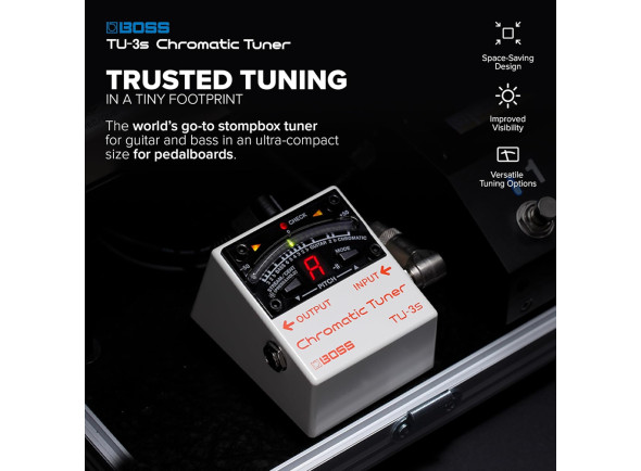 <b>BOSS TU-3S Pedal Afinador Cromático Guitarra Baixo Contrabaixo visor LED BEST-SELLER</b>
