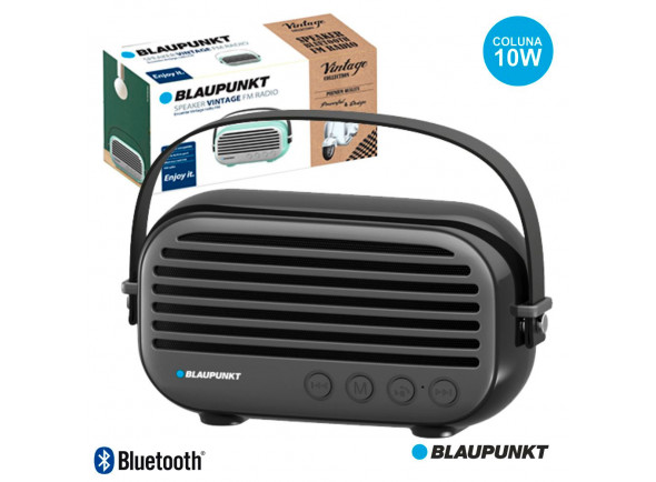 Blaupunkt   BLP3350.133  - Altavoz FM portátil vintage de 10 W con Bluetooth, Escucha tu música en cualquier lugar, Lector Bluetooth V4.2, SD hasta 32GB (no inc.), Batería Li-Po incorporada 1500mA, 10W de potencia, Respuesta...