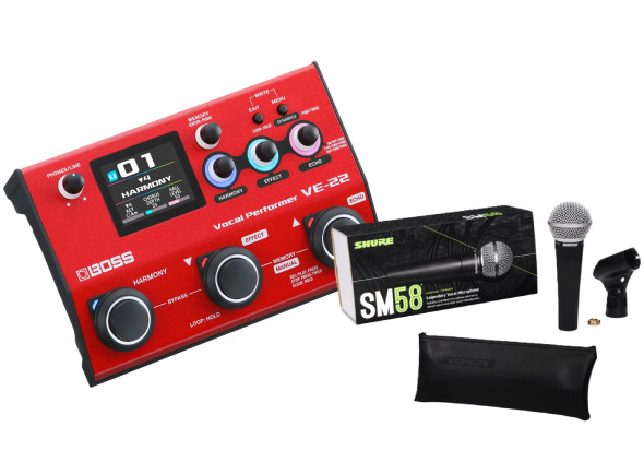 <b>Processador Voz BOSS VE-22 Microfone SHURE SM-58 LC Cabo Microfone 3 metros Roland RMC-B10</b>