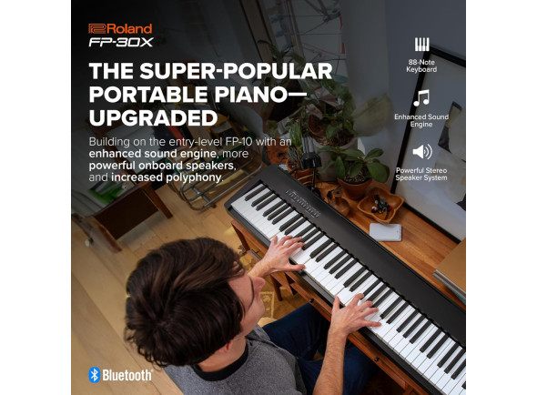 <b>Roland FP-30X BK piano preto com suporte original Roland KSC-70-BK BEST-SELLER</b>