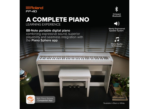 <b>Roland FP-40 WH BRANCO + MÓVEL KSF-40 + BARRA 3 PEDAIS KPD-70</b>