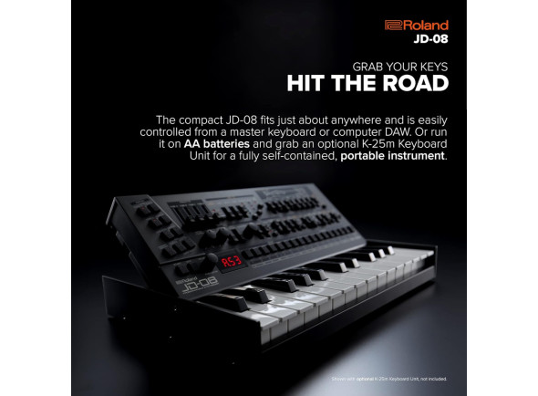 <b>Roland JD-08 Sintetizador Portátil Recriação sons lendários clássico Roland JD-800 BOUTIQUE</b>