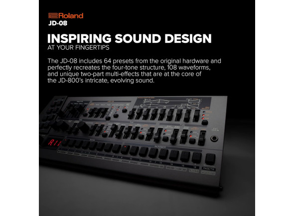 <b>Roland JD-08 Sintetizador Portátil Recriação sons lendários clássico Roland JD-800 BOUTIQUE</b>