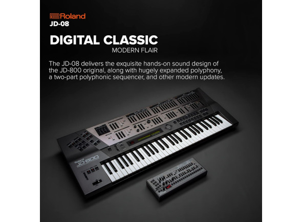 <b>Roland JD-08 Sintetizador Portátil Recriação sons lendários clássico Roland JD-800 BOUTIQUE</b>
