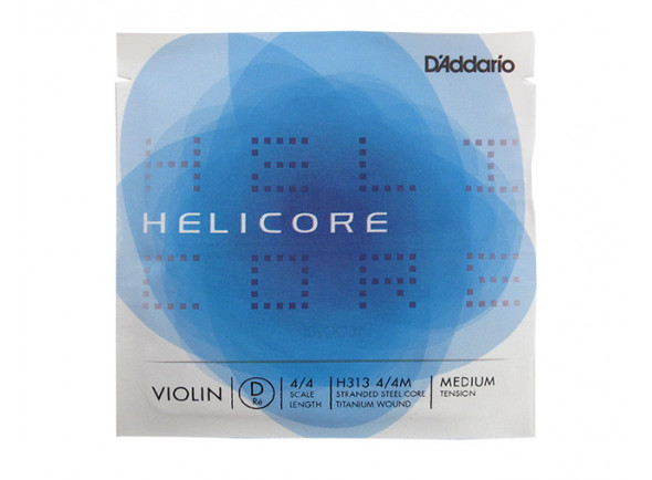 Daddario  4/4 Helicore H313 Medium D-Titanium wound steel core - Cuerda Re única, escala 4/4, tensión media, Las cuerdas de violín Helicore están fabricadas con un núcleo de acero de varias cuerdas, lo que resulta en una gran jugabilidad y produce un tono claro ...