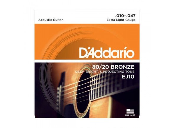 D'ADDARIO Jogo Cordas Bronze Guitarra Acústica  EJ10 .010-.047 - 