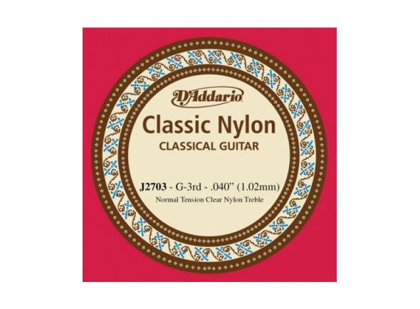 D´Addario J2703 G3 - cuerda de guitarra de concierto, Nylon, G3, Fuerza: 0.40, voltaje promedio, 