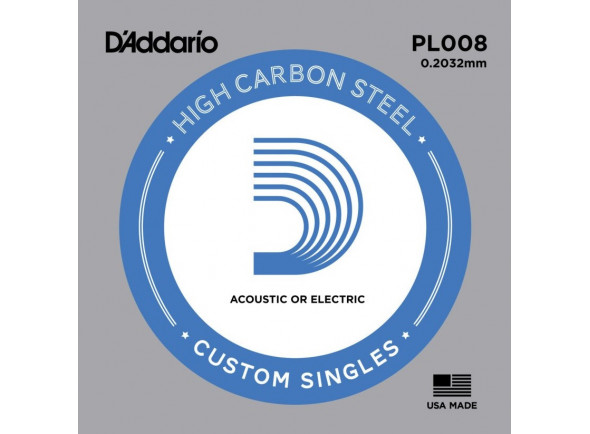 D´Addario  PL008 Single String  - Para guitarra eléctrica o guitarra de cuerdas de acero, acero liso, Mayor calidad de sonido y durabilidad, Metro: 008, 