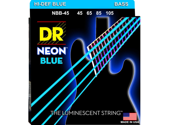 DR Strings  NBB-45 Neon Blue Coated 4 Cordas Baixo Elétrico - Recubrimiento: K3 Neon Blue, que se destacan bajo la luz ultravioleta, Larga durabilidad gracias a la capa K3, Calibre: 045