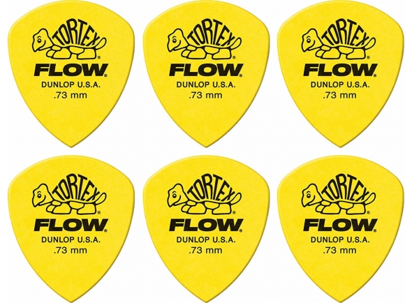 Dunlop Tortex Flow Amarelo (pack 6)  - Pack de 6 medida 0,73, Las paletas de flujo de Ortex combinan el chasquido brillante de las paletas de Tortex con la geometría de las paletas de flujo, Cuenta con un gran ángulo para enfocar tu ata...