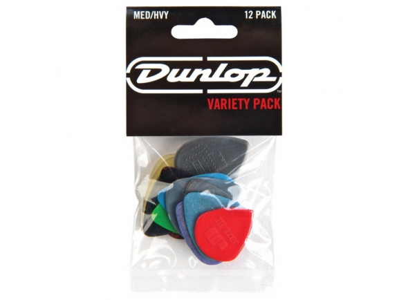 Dunlop Variety Pack PVP102 (Pack 12)  - Paquete variado Dunlop PVP102, 12 de las selecciones más populares de Dunlop, calibre medio/pesado, Manera óptima de muestrear cañas, Las púas tienen diferentes texturas y cada una ofrece una sensa...