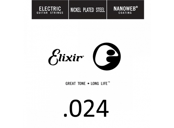Elixir .024 Electric guitar  - cuerda de guitarra electrica, Acero niquelado, revestimiento de nanoweb, El revestimiento de tipo nanoweb evita que la suciedad y el sudor se depositen en el devanado de la cuerda. El sonido brilla...