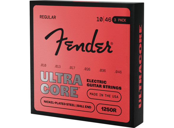 Fender 1250 Ultracore Guitar Strings Nickel Plated Steel Ball End 1250R Gauges 010-046 3-Pack