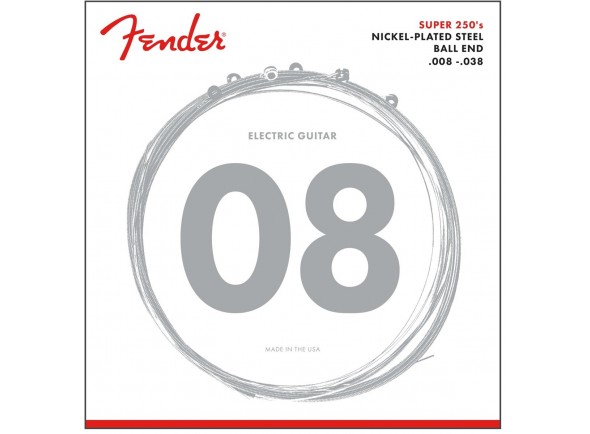 Fender 250XS NPS BALL END 8-38 - Cuerdas de acero niquelado (NPS) de 250 gramos, Alto rendimiento, Sonido dinámico de acero., Sensación suave de níquel., Perfecto para rock y otros estilos de música., 