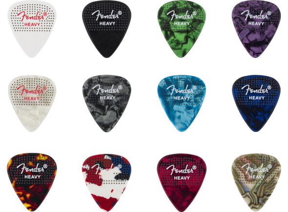 Pua de guitarra Fender 351 Dotted Celluloid Picks, 12-Pack, Heavy