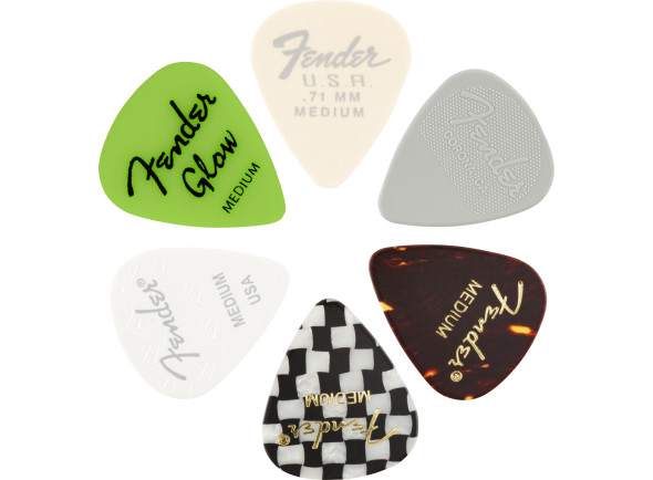 Pua de guitarra Fender 351 Shape, Material Medley, Medium, (6)