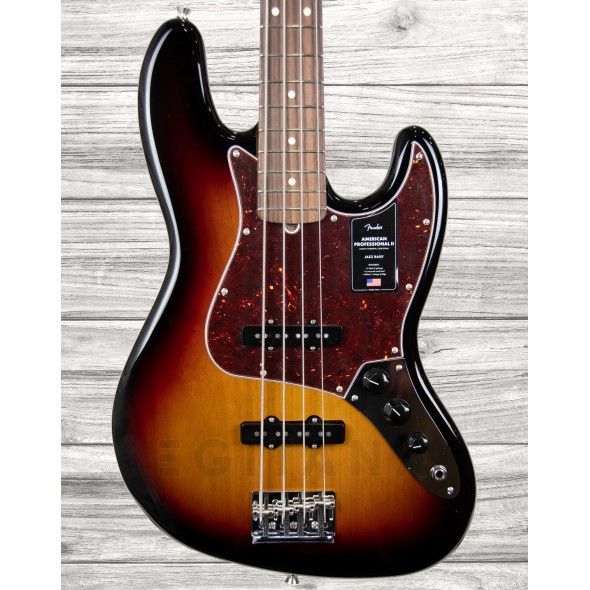 Fender American Professional II Jazz Bass RW 3-Color Sunburst - cuerpo en aliso, brazo de arce, Escala en Palisandro, Perfil del brazo: 