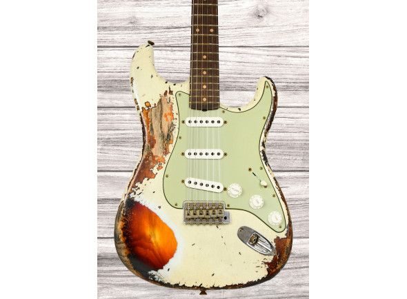 Fender Custom Shop 1961 Stratocaster Super Heavy Relic 3A RW Aged Olympic White 3TSB