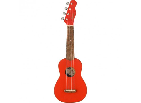 Fender  Limited Edition Venice Fiesta Red  - ukelele soprano, cruzando el puente, Clavijero Tele 4 en línea, Especificaciones, Color de la carrocería: Rojo Fiesta, Acabado del cuerpo: Satén, 