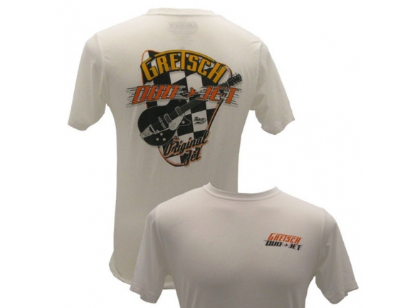 Gretsch Duo Jet M - camiseta Gretsch, el color blanco, letras grandes en la espalda, letra más pequeña en el frente, doble costura, tamaño M, 