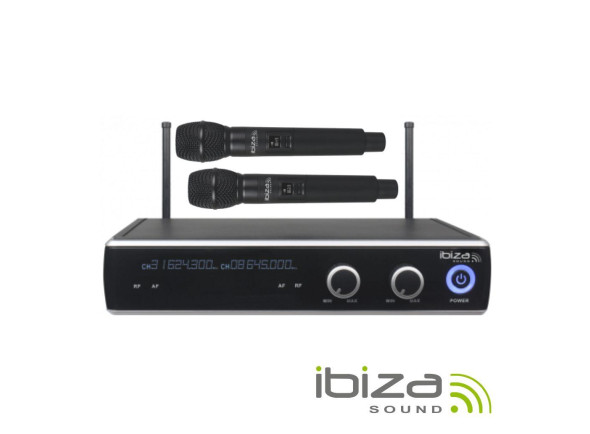 Ver mais informações do  Ibiza  Central Microfone S/ Fios 2 Canais UHF 863.9/864.9mhz IBIZA