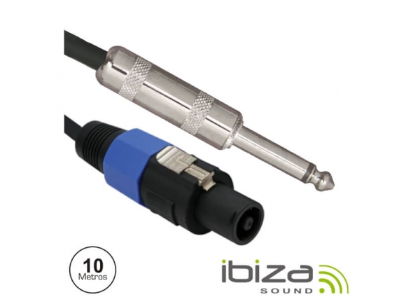 Ibiza CS10JS Speakon 2p Macho / Jack 6.35mm Macho 10m Mn - Cable de audio mono Speakon/Jack, Speakon 2P Macho / Jack 6.35mm Macho, Sección del cable: 2 x 1,5 mm, Longitud del cable: 10 metros, 