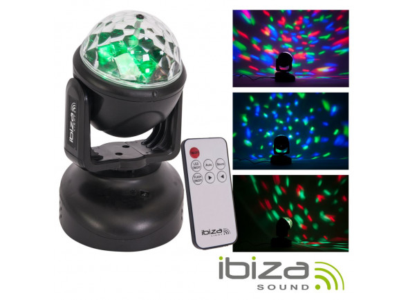 Ibiza  LMH-ASTRO  - Cabeza móvil 6 LED RGB de 3W, Efecto de flash seleccionable, Colores y conjuntos de colores seleccionables, Movimiento de inclinación manual, Mando a distancia incluido, 