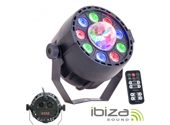 Ibiza  Projector Luz c/ 9 Leds RGBW DMX - Proyector de luz con 9 LEDS RGBW, Potencia: CA 220-240V 50/60Hz, 8 canales DMX, 2 en 1 (2 efectos) PAR CAN + ASTRO, mando a distancia incluido, 