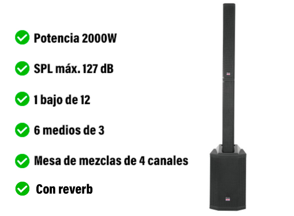 Studiomaster Sis. Completo 2000W c/ REVERB, BT e mesa 4 canais