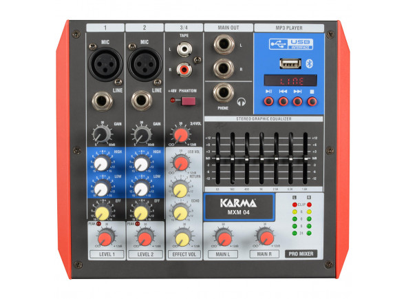 Mesa de mezclas analógica Karma 4 Canais USB/Bluetooth KM-MXM04