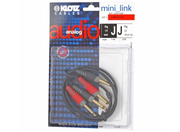 Klotz AT-JJ0100 - Longitud del cable (m): 1, Toma de medida A: Jack mono, Toma de medida B: Jack mono, Fabricante: Klotz, Nombre del color: negro, Serie del fabricante: Parche de audio, 