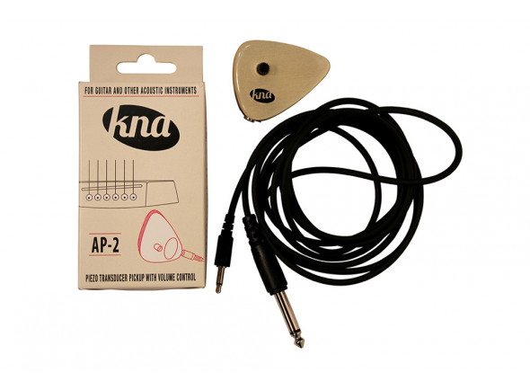 KNA Pickups   AP-2  - Preestreno universal para guitarra, ukelele, cajón, etc., con control de volumen, Incluye cable jack-mini jack desmontable., 