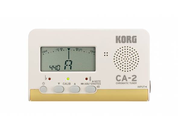 Korg CA-2 - Escala: temperamento igual 12 notas, Rango de detección: A0 (27,50 Hz) - C8 (4186,01 Hz): onda sinusoidal, Tono de referencia: C4 (261,63 Hz) - C5 (523,25 Hz): una octava, Modos de sintonización: m...