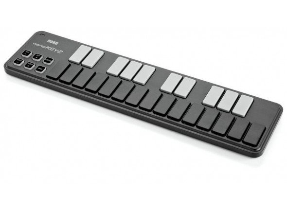 Korg nanoKEY 2 black  - 25 llaves, súper portátil, 1x Botón Octava (-4 a +4), 1x botón de modulación, 1 botón de espera., Controladores: 1 botón de tono (arriba/abajo), 
