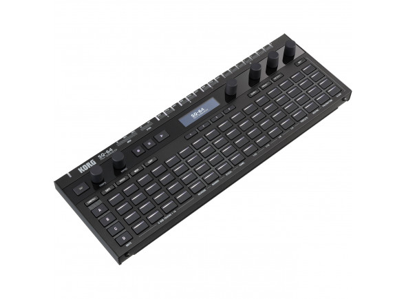 Korg  SQ-64  - Secuenciador por pasos polifónico de 4 pistas, 3 pistas de melodía con polifonía de 8 veces y 16 patrones de 64 pasos cada uno, Pista de batería con 16 subpistas monofónicas, Matriz de 64 teclas co...