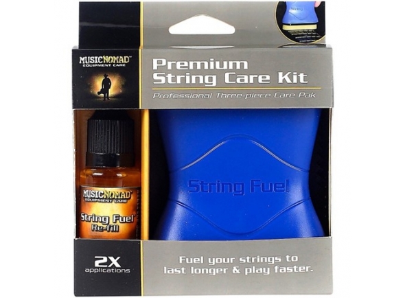 Musicnomad Premium String Care Kit - Kit compuesto por Aplicador String Fuel Dry, Paño y Recarga de Combustible, Limpia y protege las cuerdas para que duren más y suenen mejor, al mismo tiempo que reduce el ruido de los dedos y aument...