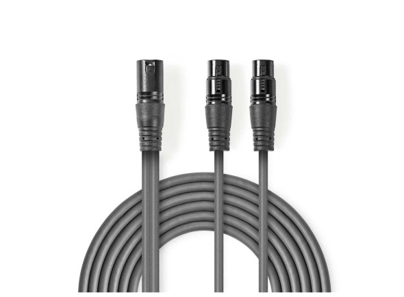 Nedis   Cabo 2x XLR 3P Fêmea / XLR 3P Macho 1.5m Cinzento