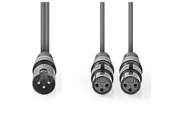 Nedis   Cabo 2x XLR 3P Fêmea / XLR 3P Macho 1.5m Cinzento