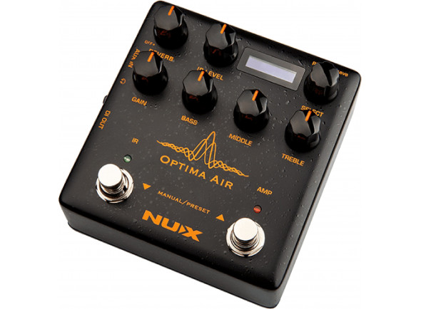 Nux   Optima Air NAI 5  - Pedal de efectos para guitarra electrica y acustica, Simulador de guitarra acústica de doble interruptor con preamplificador para guitarras acústicas y eléctricas, 15 perfiles de guitarra incorpora...
