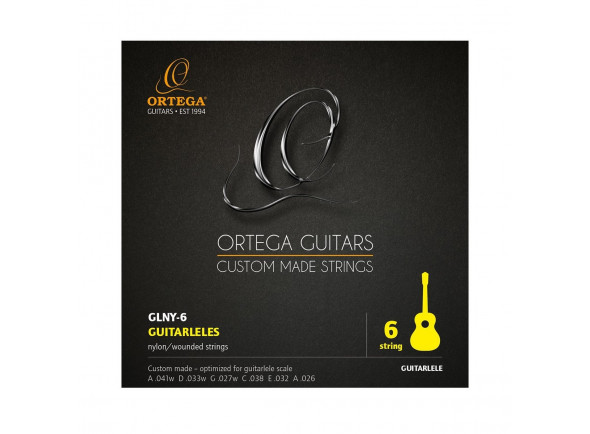 Ortega Guitarlele Strings GLNY-6 - Código: GLNY-6, Material: Nylon / Herido, Por tipo de instrumento: Guitarlele Escala 420 mm - 440 mm, Número de cuerdas: 6, Diseño: Por encargo, 6º A: 1,04 mm .041'', 