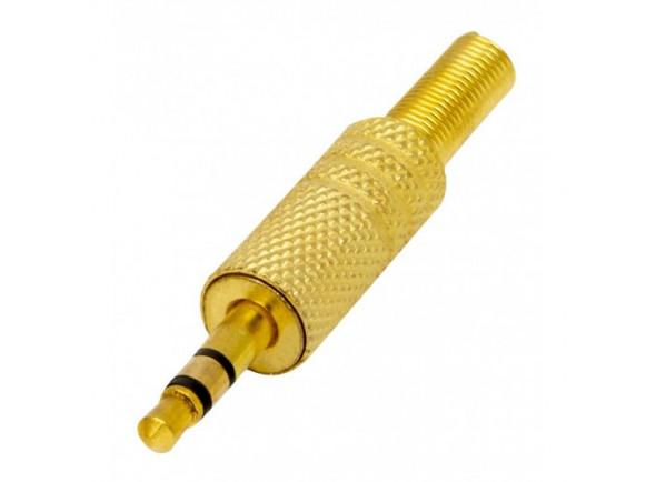 Proel  S150  - Conector jack estéreo macho Ø 3,5 mm, con base y contactos dorados;, Resorte de cable flexible Ø 5 mm., 