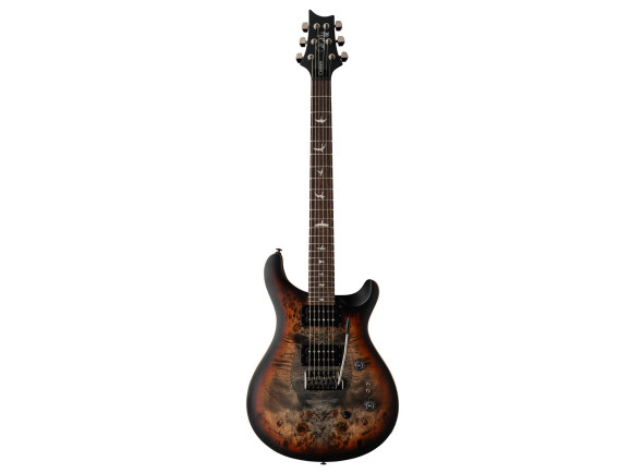 PRS SE Exotic Custom 24-08 Poplar Burl LTD Charcoal Cherry Midnight Burst - Cuerpo: Caoba, Tapa: Arce con chapa de álamo, Acabado: Nitro de alto brillo – Charcoal Cherry Midnight Burst, Mástil: Arce encolado – Perfil ancho y delgado, Diapasón: palisandro, 24 trastes, 